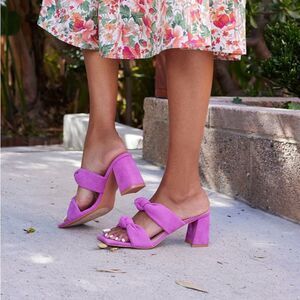 Torgeis Flamingo Block Heel with Knotted Strap in Bright Purple Pink Size 7